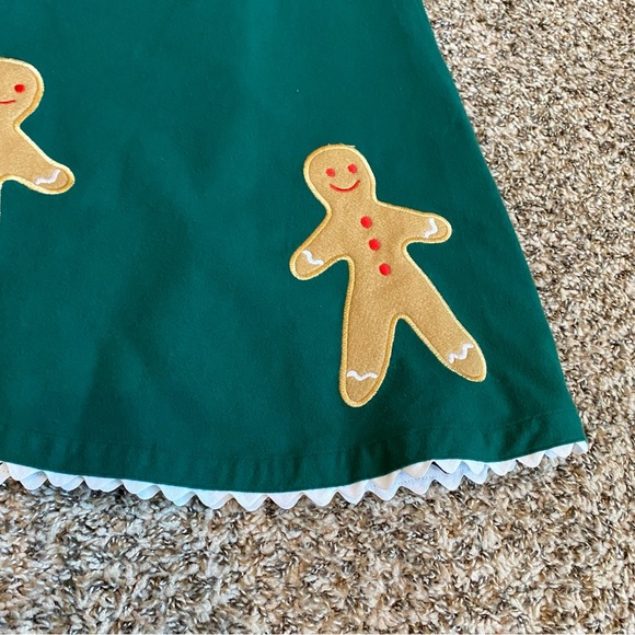 LL Bean Kids Vintage Gingerbread Appliqué Green Skirt Fleece Cardigan Tneck 14 - Picture 5 of 16